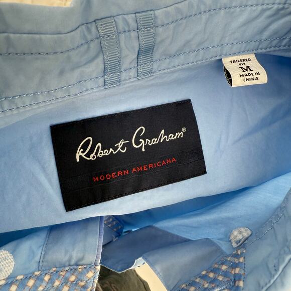 Robert Graham Button Front Long Sleeve Casual Shirt Birdwell Solid Light Blue M - Picture 5 of 9